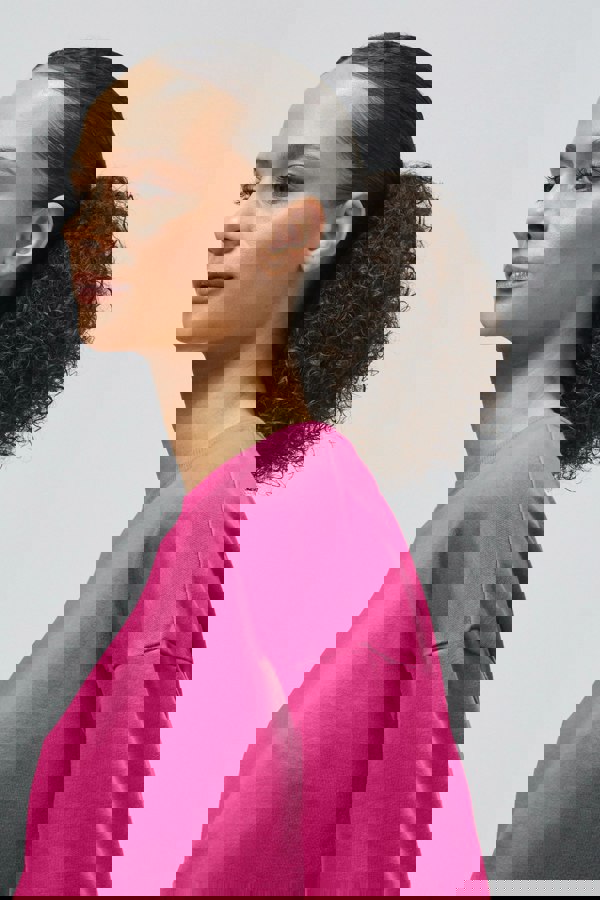 ENORSIA Ribbed Hem Cropped Sweatshirt