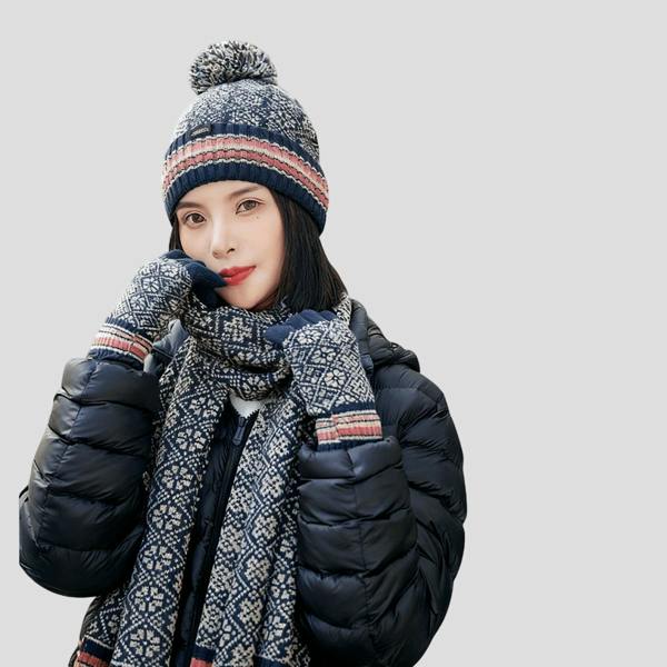 Anniou Knitted Beanie, Scarf and Gloves Set