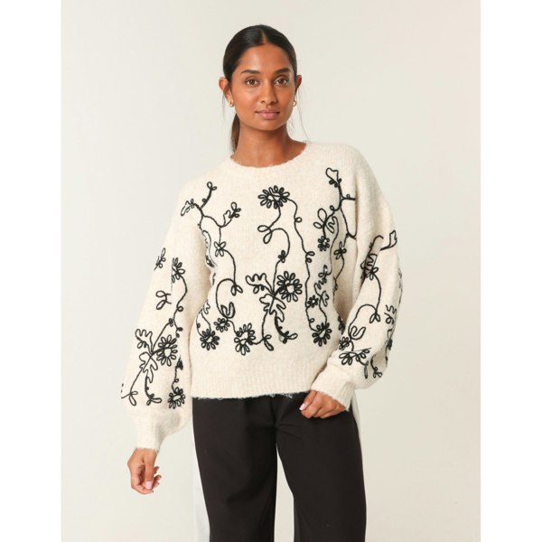 Blue Vanilla Floral Embroidery Jumper