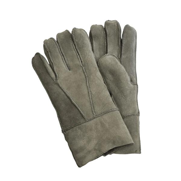 Unisex Suede Leather Shearling Wool Lined Thermal Gloves - Grey - Infinity Leather - 8