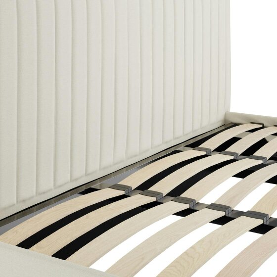 Wyld Haus Dublin Cream Upholstered 6ft Super King Size Ottoman Bed with Tall Ribbed Headboard