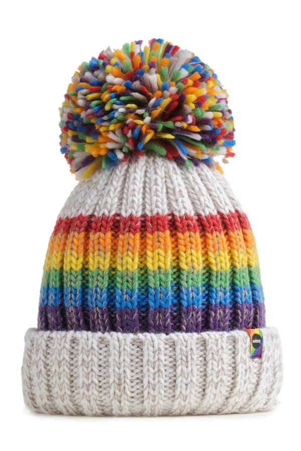 SuperBobble Reflective Beanie Bobble Hat - White Rainbow