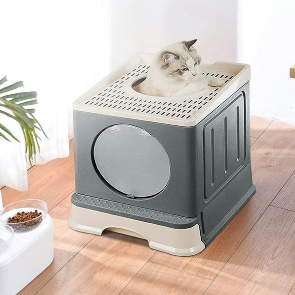 Full Enclosed Foldable Cat Litter Box Living and Home
