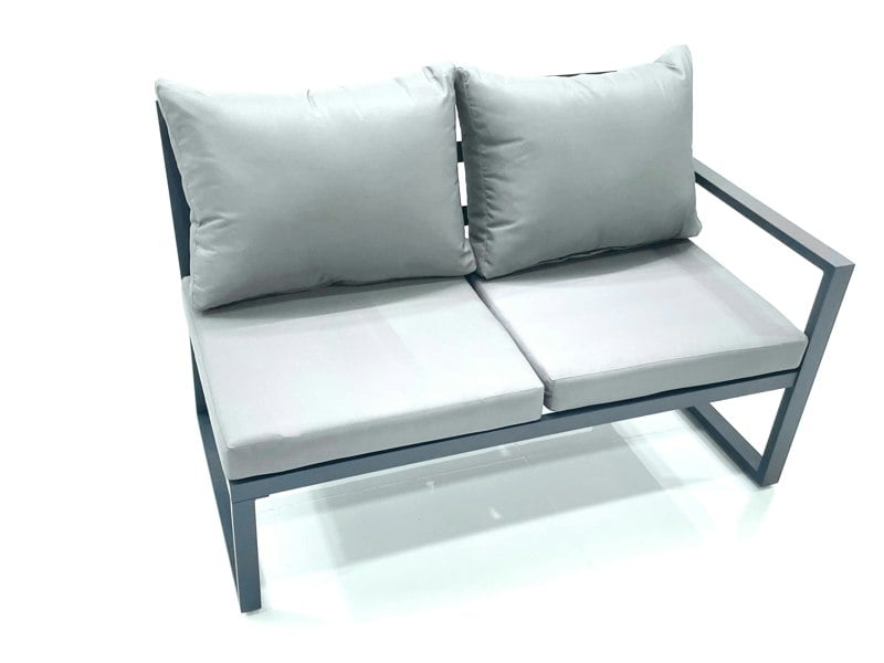 Fimous 8 Seater Outdoor Aluminum Garden Furniture Set Corner Sofa Chair Adjustable Rising Lifting Dining Table Sets Dark Grey