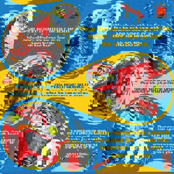 deAO 2-in-1 Transforming Fire Truck Playset with ladder launcher & mini cars - interactive rescue toy, perfect for birthdays and Christmas