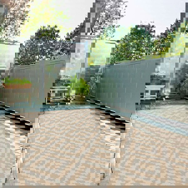 Outdoor Rug Diamond Design Beige and White | The Rugs