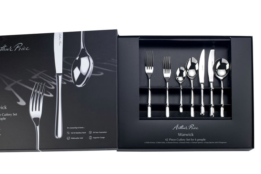 Arthur Price Signature 'Warwick' Stainless Steel 42 Piece 6 Person Boxed Cutlery Set