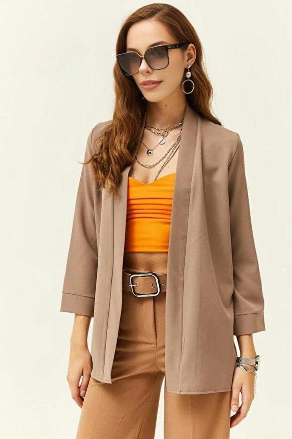 Hoxton Gal Satin Shawl-Collar Blazer