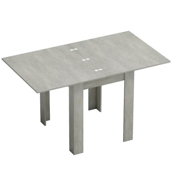 Folding Dining Table for 4-6, Rectangular Extendable Drop Leaf Table for Small Spaces, 140 x 80 x 77.5 cm, Grey