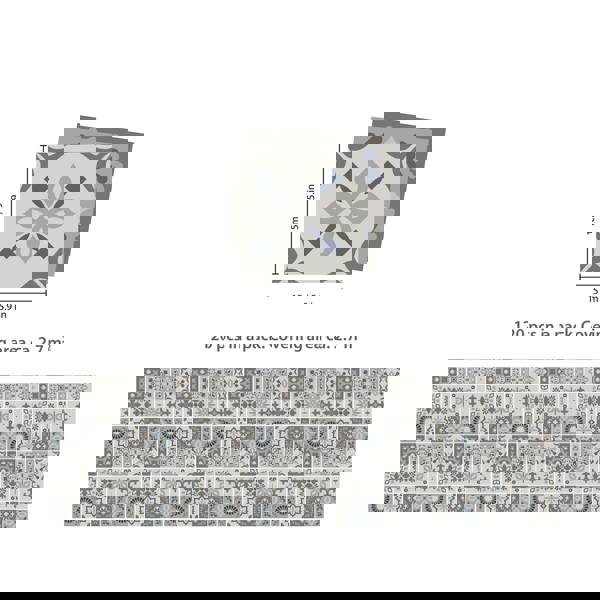 WT1563 - Palace Light Grey Moroccan Wall Tile Sticker Set - 15 cm x 15 cm - 24 pcs