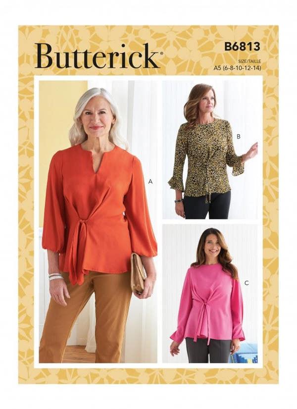 Butterick Sewing Pattern 6813, Tops for Women, A5 (6-8-10-12-14) - Easy