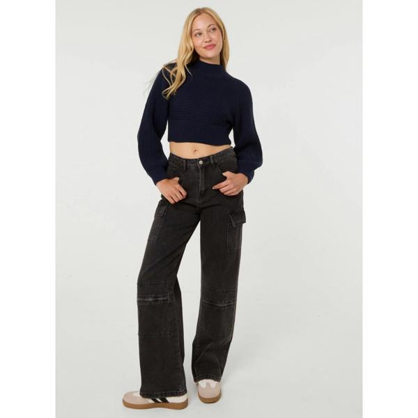 Pink Vanilla High Neck Knitted Crop Jumper