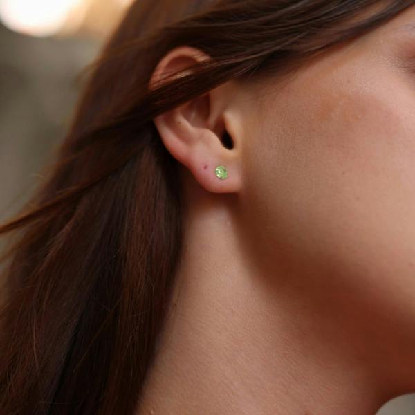 Spero London Sterling Silver Glittering Green Stud Earring