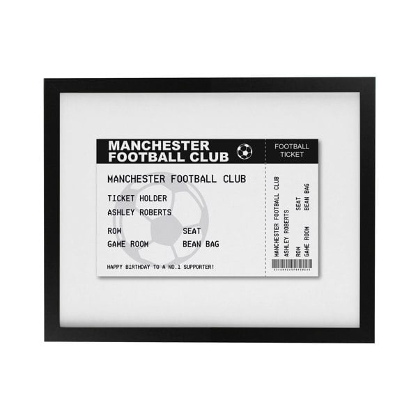 Personalised Memento Company Personalised Football Ticket Black Poster Frame