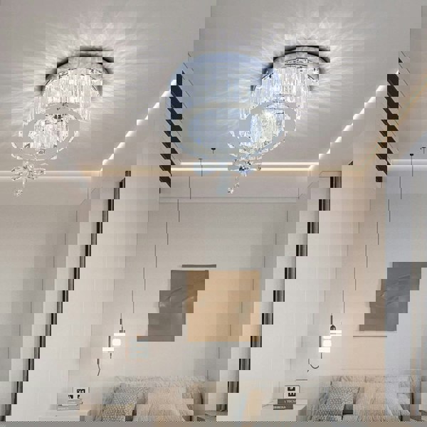 Modern Round Crystal Ceiling Light with Crystal Pendant Living and Home 