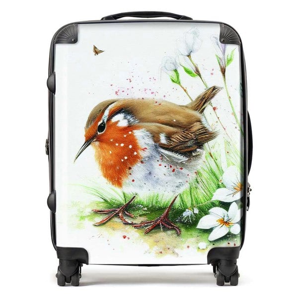 Warren Reed Robin And Daisies Watercolour Suitcase