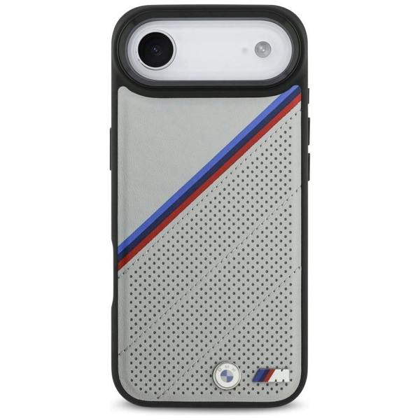 BMW M Tricolor Metal Logo Case with MagSafe for iPhone 17 Air 6.5" Grey - BMHMP17M25PCSPEG
