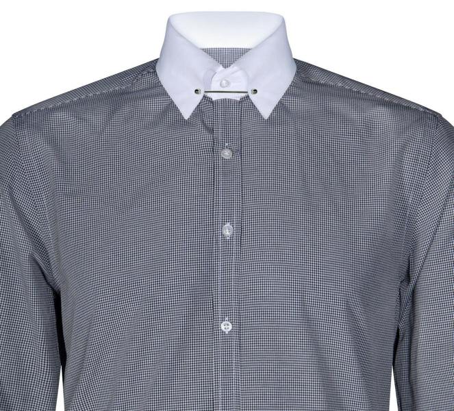 TruClothing Mens Club Collar Black Shirt 1920s Peaky Blinders With Bar Poplin Pin Smart