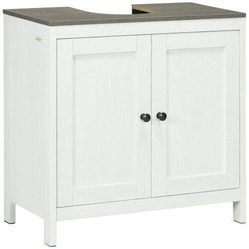 Wyld Haus Narile Antique White Under Sink Vanity Storage Cabinet With Double Doors And Adjustable Shelving