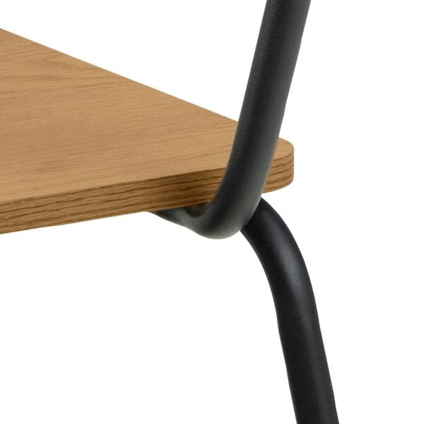 Wyld Haus Set of 4 Sorenna Natural Oak Wood Effect Dining Chairs Black Metal Legs