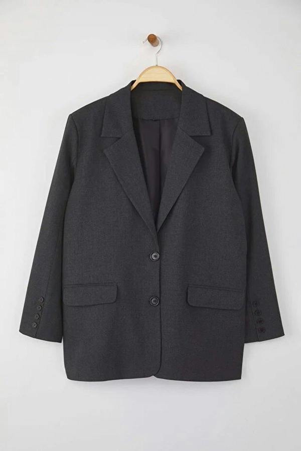 WOVCOR Loose Fit Lined Woven Blazer Jacket