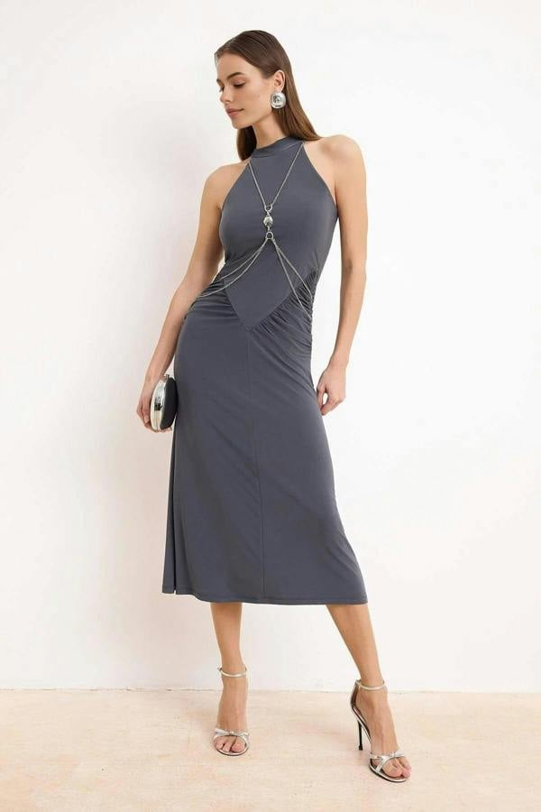 WOVCOR Evening Dress with Accessory Details