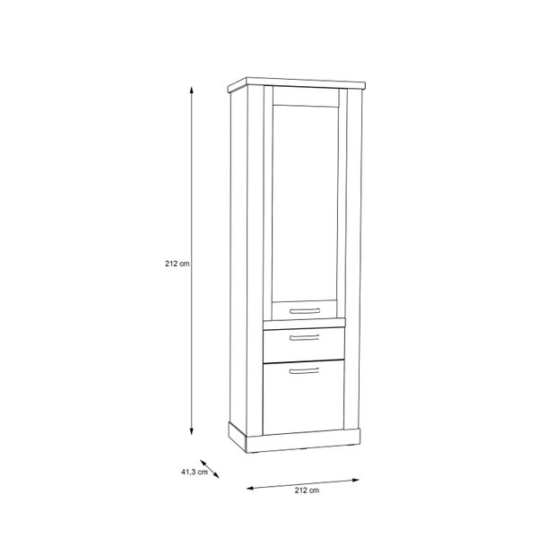 Wyld Haus Coppermere Artisan Oak Effect Tall Display Cabinet 2 Doors 1 Drawer