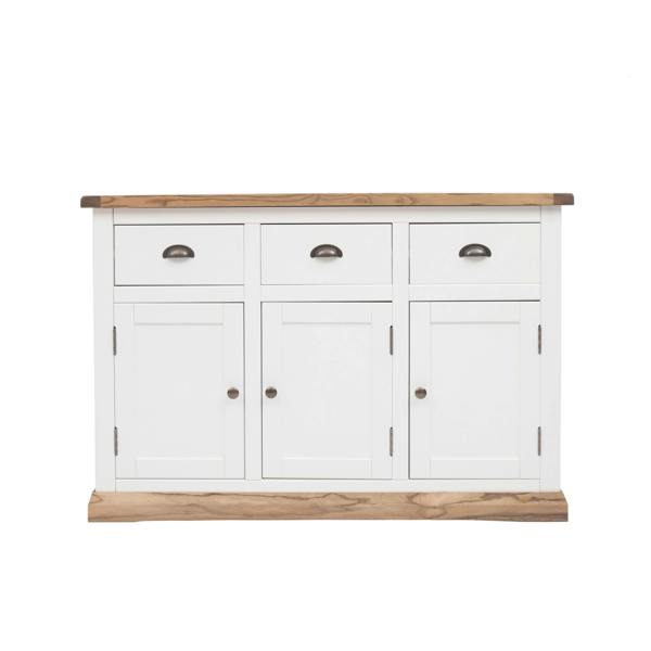 Tropea Off White 3 Drawer 3 Door Sideboard Brass Cup Handle