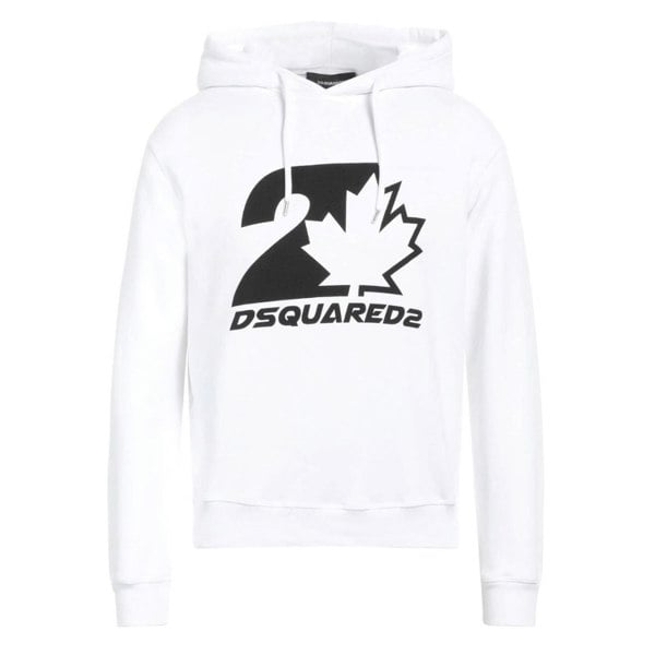 Dsquared2 Cool Fit Maple Leaf White Hoodie