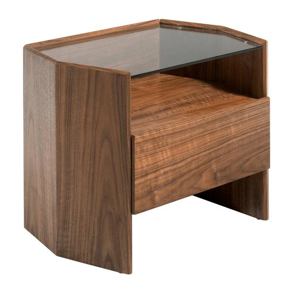 Angel Cerdá Walnut bedside table with tempered glass top 7072