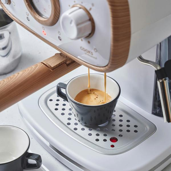 Cooks Professional Retro Espresso Machine | Nordic White