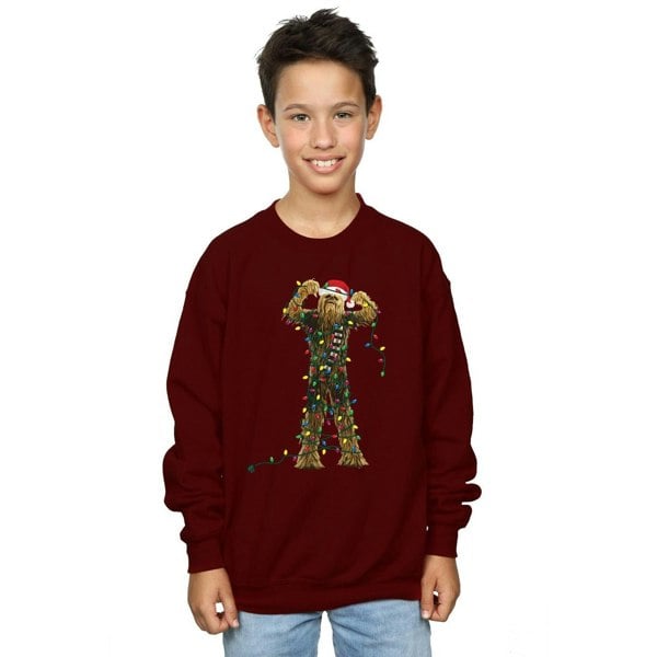 Star Wars Boys Chewbacca Christmas Lights Sweatshirt - Burgundy