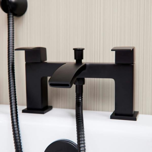 Flode Boras | Bath Shower Mixer | Including Handset and Holder | Matt Black