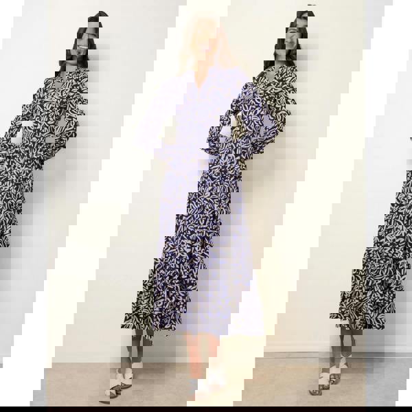 Blue Vanilla Button Front Collared Midi Dress