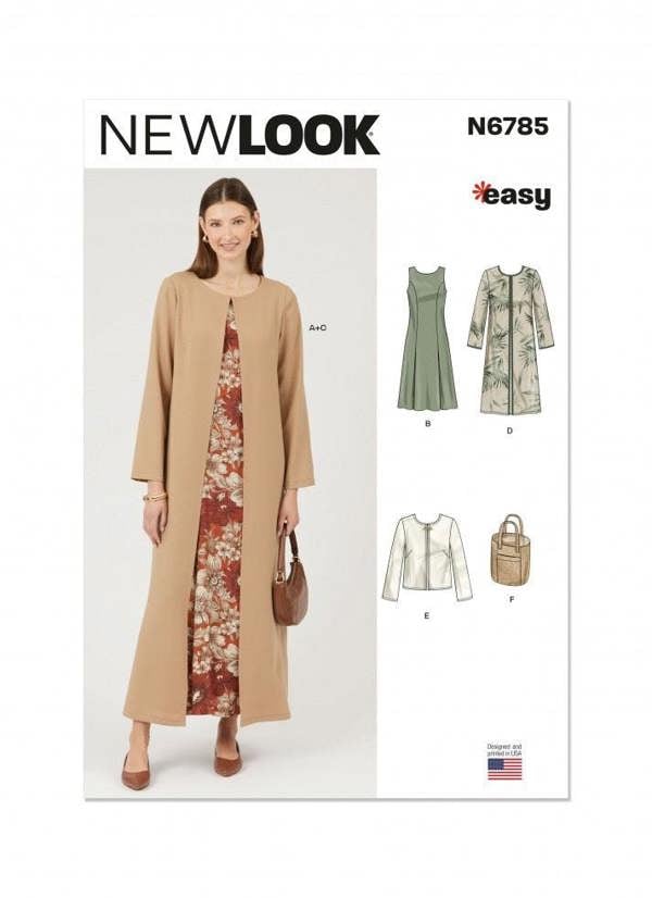 New Look Sewing Pattern 6785, Dresses, Coats, Jackets, Bags for Women, A (10-12-14-16-18-20-22) - Easy