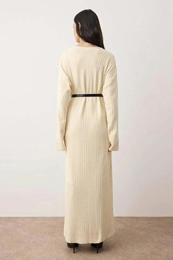WOVCOR Belted Knit Ribbed Dress