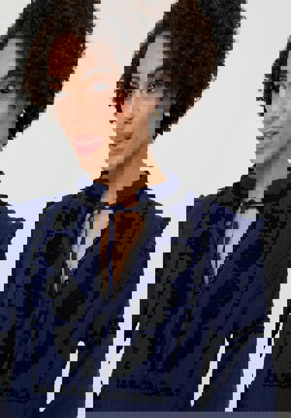 Raffya Lulu Embroidered Maxi Dress In Navy