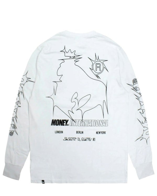 Money Sig Ape Barb Long Sleeve Tee - White