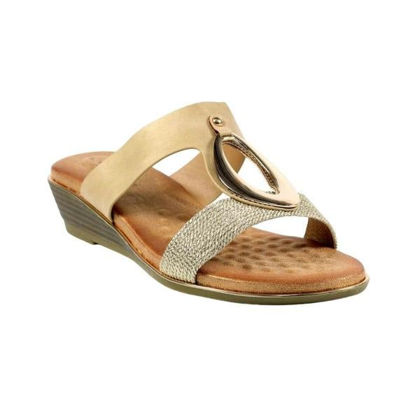 Lunar Womens/Ladies Porto Wedge Heel Sandals - Beige - 