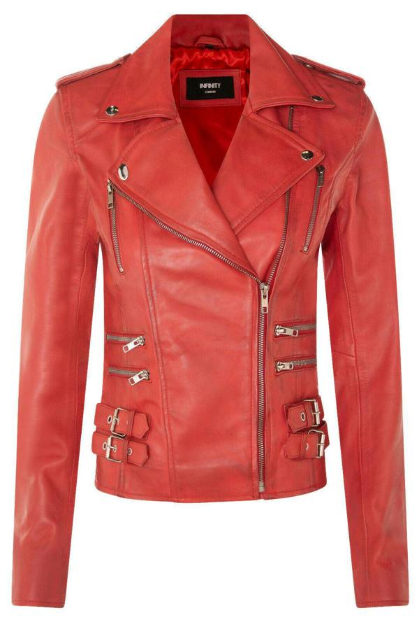 Womens Leather Brando Biker Jacket-Loddon - Upperclass Fashions 