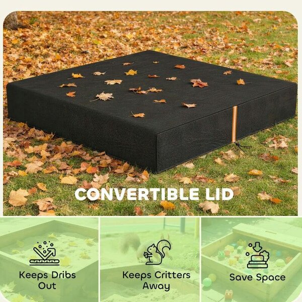 Bobobiy Sandbox Cover, Square Sandpit Cover Waterproof Dustproof UV Protection, Sandbox Canopy with Drawstring and Elastic Band