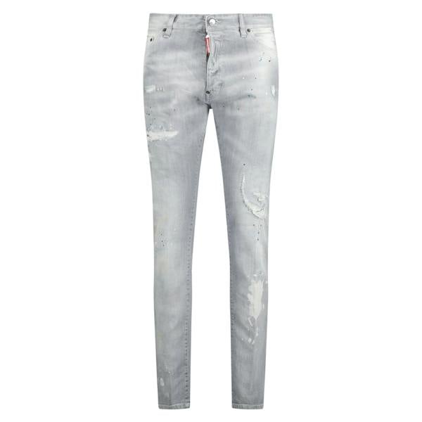 Dsquared Cool Guy Paint Splash Ripped Slim Fit Jeans   in  Grey