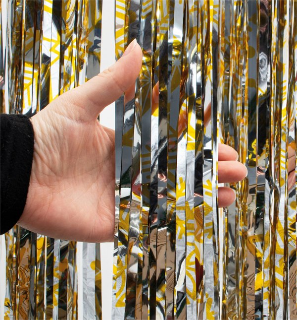 Cheetah Shimmer christmas Tinsel Curtain 3M x 1M Yellow