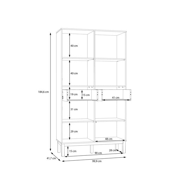 Furniture To Go Wensley Display Cabinet with 2 Doors 2 Drawers and 2 Glass Doors in Light Grey and Oak