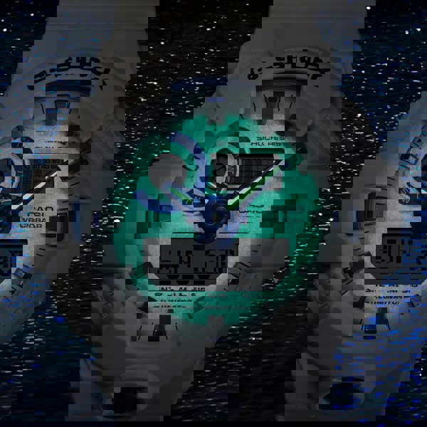 Casio Mens G-Shock Marvel Studios Fantastic Four White & Blue Dial Dual Display Watch GA-700HDS-7AER