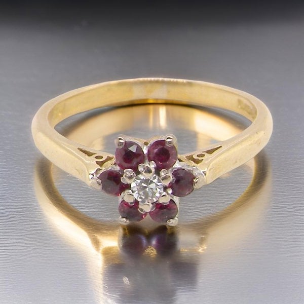 Vintage Tom A ruby and diamond cluster ring