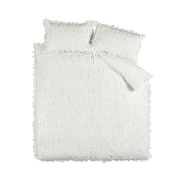 Seersucker Frill White Duvet Cover Set