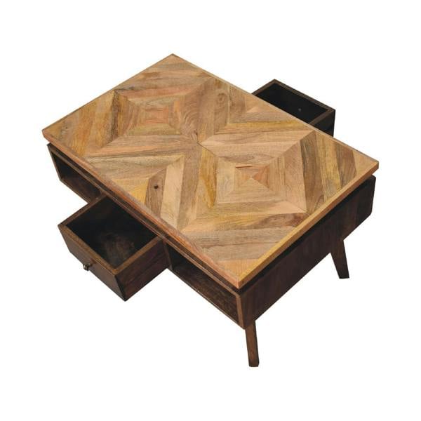 Wyld Haus Arezzo Classic Granary Coffee Table 2 Drawers with Brass Detail