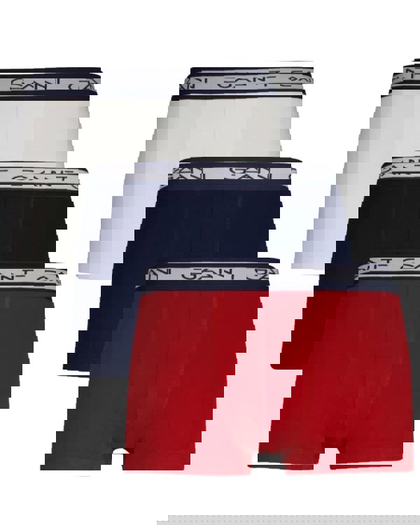 GantTrunks 3 - pack3 - Pack Striped Waistband Boxer Trunks, Navy/White/RedBoxers - and - Briefs.net