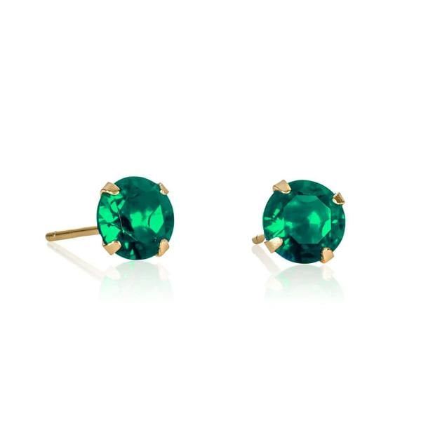 namana Gold Plated 925 Sterling Silver Dainty Green Solitaire Stud Earrings For Women